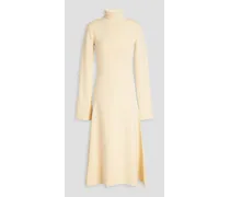 Silk-blend cady turtleneck midi dress - White