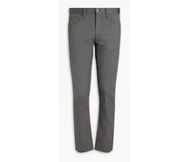 Slim-fit stretch cotton-twill pants - Gray
