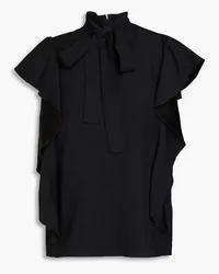 RED Valentino Pussy-bow ruffled cady top - Black Black