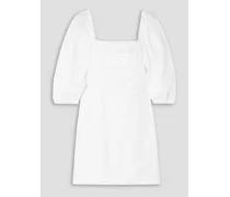 Venezia pleated linen mini dress - White