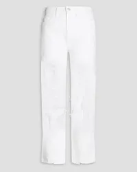 Frame Denim Le Jane distressed high-rise straight-leg jeans - White White