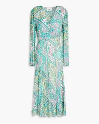 ba&sh Wrap-effect printed voile midi dress - Green Green