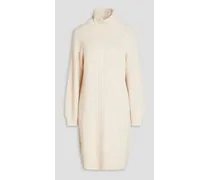 Cable-knit cashmere turtleneck dress - White