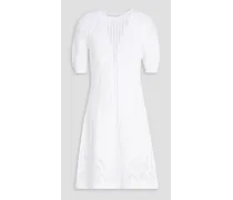 Crochet-knit cotton mini dress - White