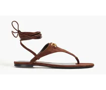 Embellished suede sandals - Brown