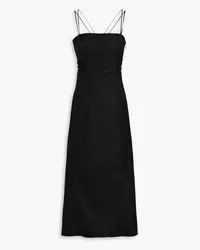 Frame Denim Cutout cotton-blend poplin midi dress - Black Black