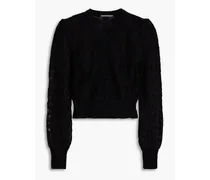 Open-knit mohair-blend cardigan - Black