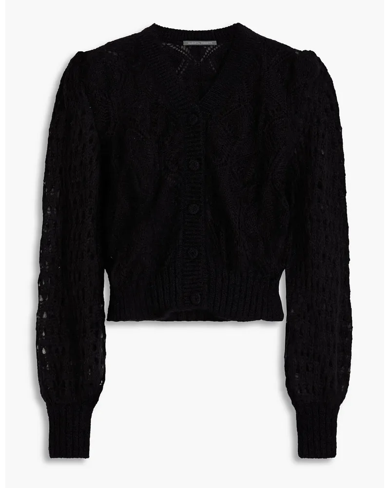 Alberta Ferretti Open-knit mohair-blend cardigan - Black Black