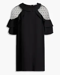 RED Valentino Point d'esprit-paneled satin-crepe top - Black Black