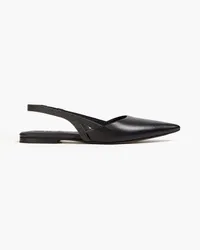 Brunello Cucinelli Bead-embellished leather slingback point-toe flats - Black Black