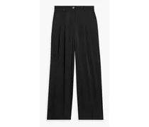 Washed cupro-blend wide-leg pants - Black
