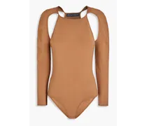 Cutout stretch-knit bodysuit - Brown