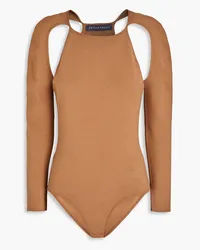 Zeynep Arcay Cutout stretch-knit bodysuit - Brown Brown