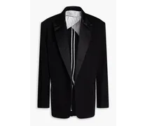 Satin-paneled denim blazer - Black