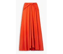 Pythia twist-front cotton-blend poplin maxi skirt - Orange