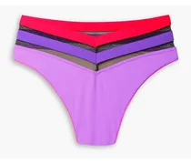 Zenaya mesh-trimmed high-rise bikini briefs - Purple