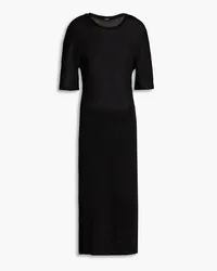 Monrow Cutout metallic knitted midi dress - Black Black