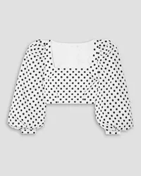 Caroline Constas Elliot cropped polka-dot cotton-blend poplin blouse - Black Black