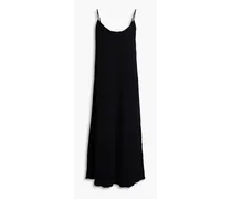 Textured cotton midi slip dress - Black