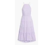 Alice Olivia - Hartley tiered cotton-blend poplin midi dress - Purple