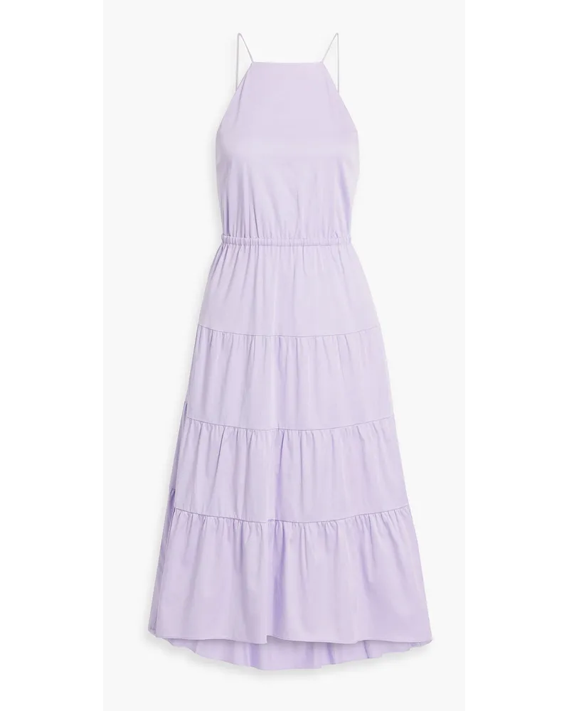 Alice + Olivia Alice Olivia - Hartley tiered cotton-blend poplin midi dress - Purple Purple