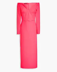 Alex Perry Off-the-shoulder neon crepe midi dress - Pink Pink