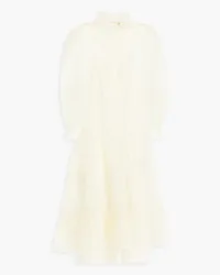 Tory Burch Gathered Swiss-dot silk-organza midi dress - White White