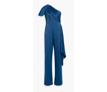 Portia one-shoulder draped satin-crepe jumpsuit - Blue