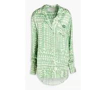 The Paris printed silk-satin shirt - Green