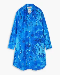 Marni Floral-print cotton-poplin shirt dress - Blue Blue