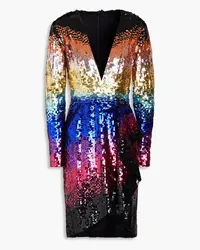 Zuhair Murad Draped sequined tulle mini dress - Multicolor Multicolor