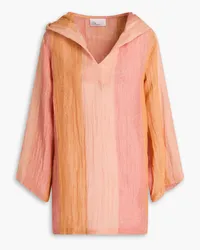 Lisa Marie Fernandez Striped linen-blend gauze hooded coverup - Orange Orange