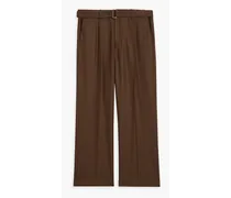 Belted wool-twill pants - Brown