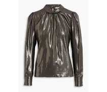 Lydia metallic silk-blend crepe blouse - Metallic