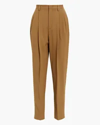 RED Valentino Pleated cotton and wool-blend twill tapered pants - Brown Brown