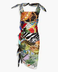 Dolce & Gabbana Knotted printed silk-twill dress - Multicolor Multicolor