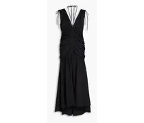 Perrin ruched cotton-blend midi dress - Black