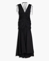 Veronica Beard Perrin ruched cotton-blend midi dress - Black Black