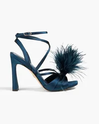 Sam Edelman Feather-embellished satin sandals - Blue Blue