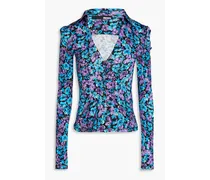 Mariah floral-print satin-jersey shirt - Blue