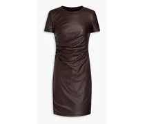 Draped faux leather mini dress - Burgundy