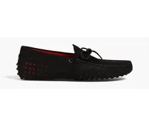 Perforated nubuck driving shoes - Black