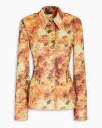 Nanushka Printed velvet shirt - Yellow Yellow