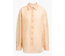Linen and silk-blend organza shirt - Neutral