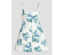 Floral-print faille mini dress - White