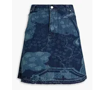 Floral-print denim mini skirt - Blue
