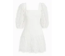 Gathered macramé mini dress - White