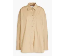 Oversized appliquéd cotton-poplin shirt - Neutral