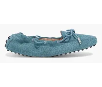 TOD'S Alber Elbaz logo-embossed suede loafers - Blue Blue