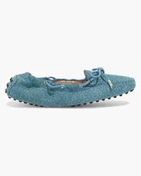 TOD'S Alber Elbaz logo-embossed suede loafers - Blue Blue